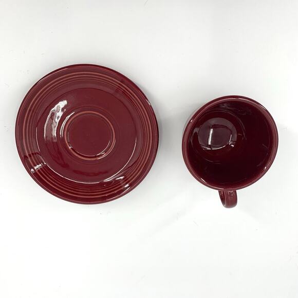 Fiesta Retired HLC Burgundy Cinnabar Coffee Cafe Tea Mug Cup & Saucer Fiestaware - Picture 4 of 7